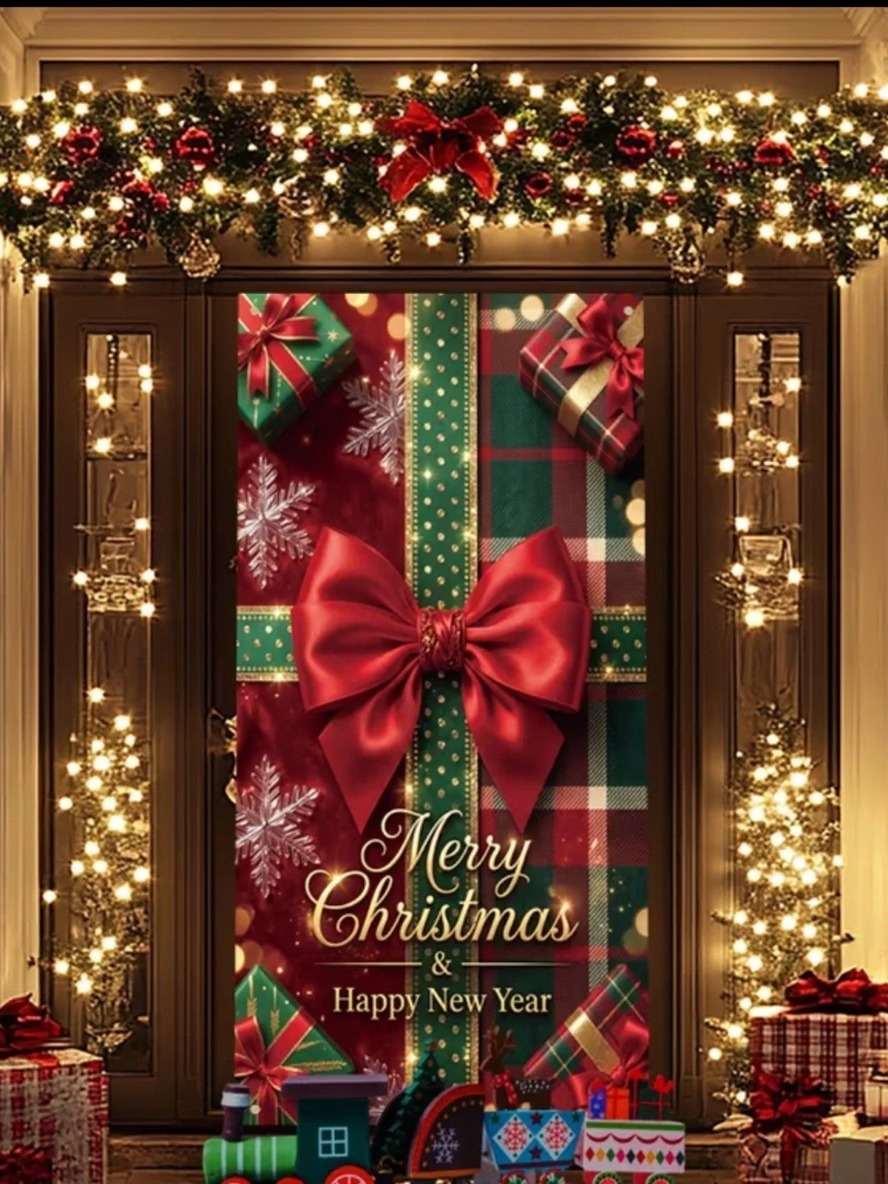 (2D) Holiday Merry Christmas & Happy New Year Door Banner